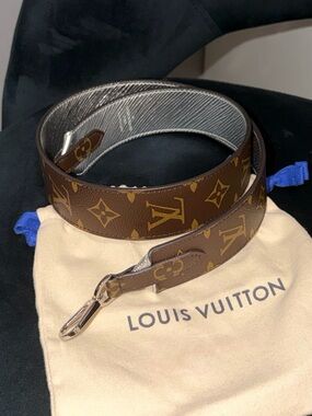 Louis Vuitton Brown Monogram Adjustable Bag Strap with Gold Hardware